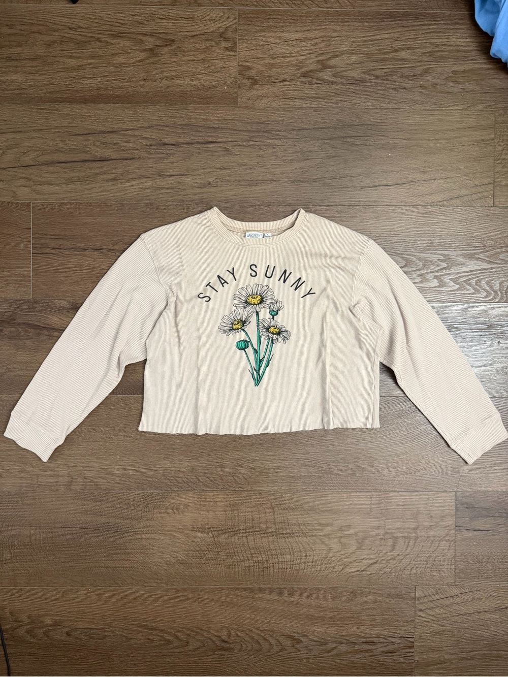 Mighty Fine Beige Waffle Knit Crewneck